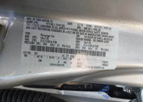 2014 Ford Focus Se z USA, uszkodzony, nr VIN 1FADP3F24EL462029